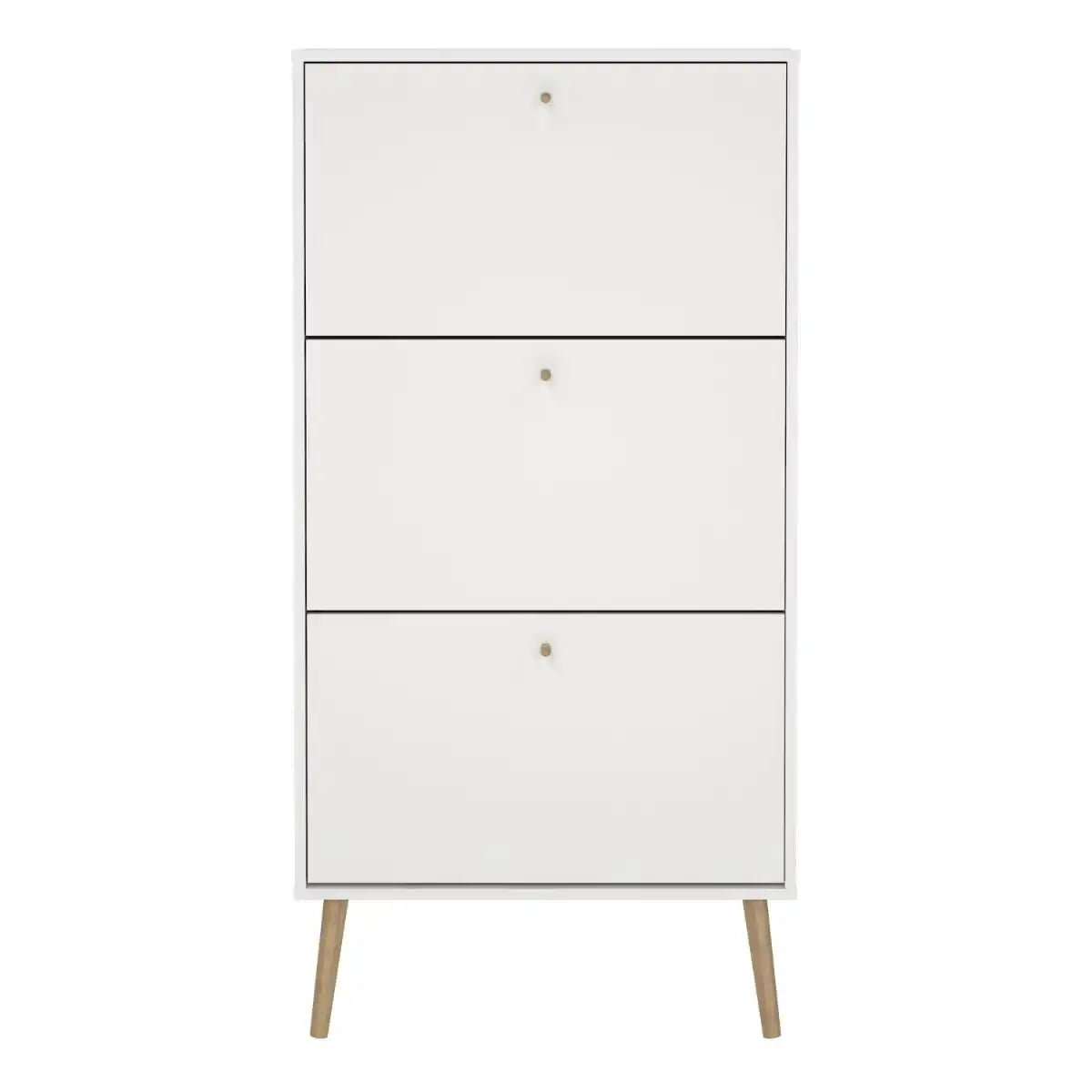 Cumbria Shoe Cabinet 3 Flip Down Doors White - Price Crash Furniture