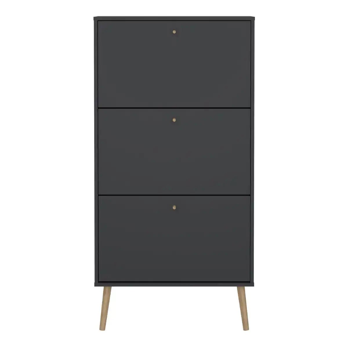 Cumbria Shoe Cabinet Storage Unit 3 Flip Down Doors Dark Grey - Price Crash Furniture