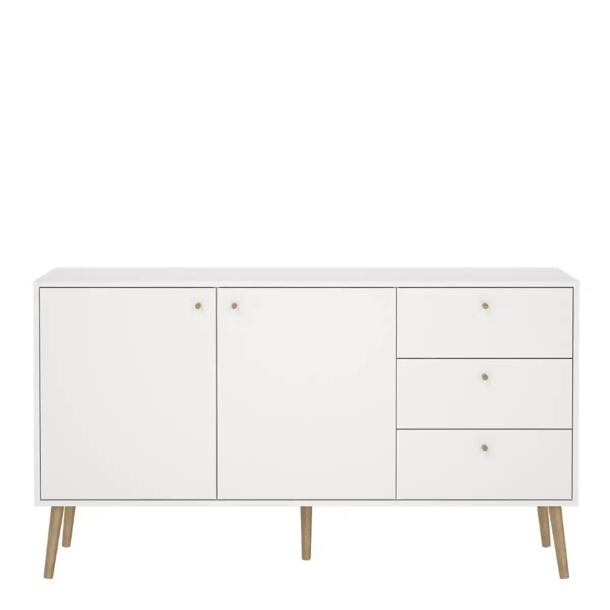 Cumbria Sideboard Buffet Unit 2 Doors + 3 Drawers White - Price Crash Furniture