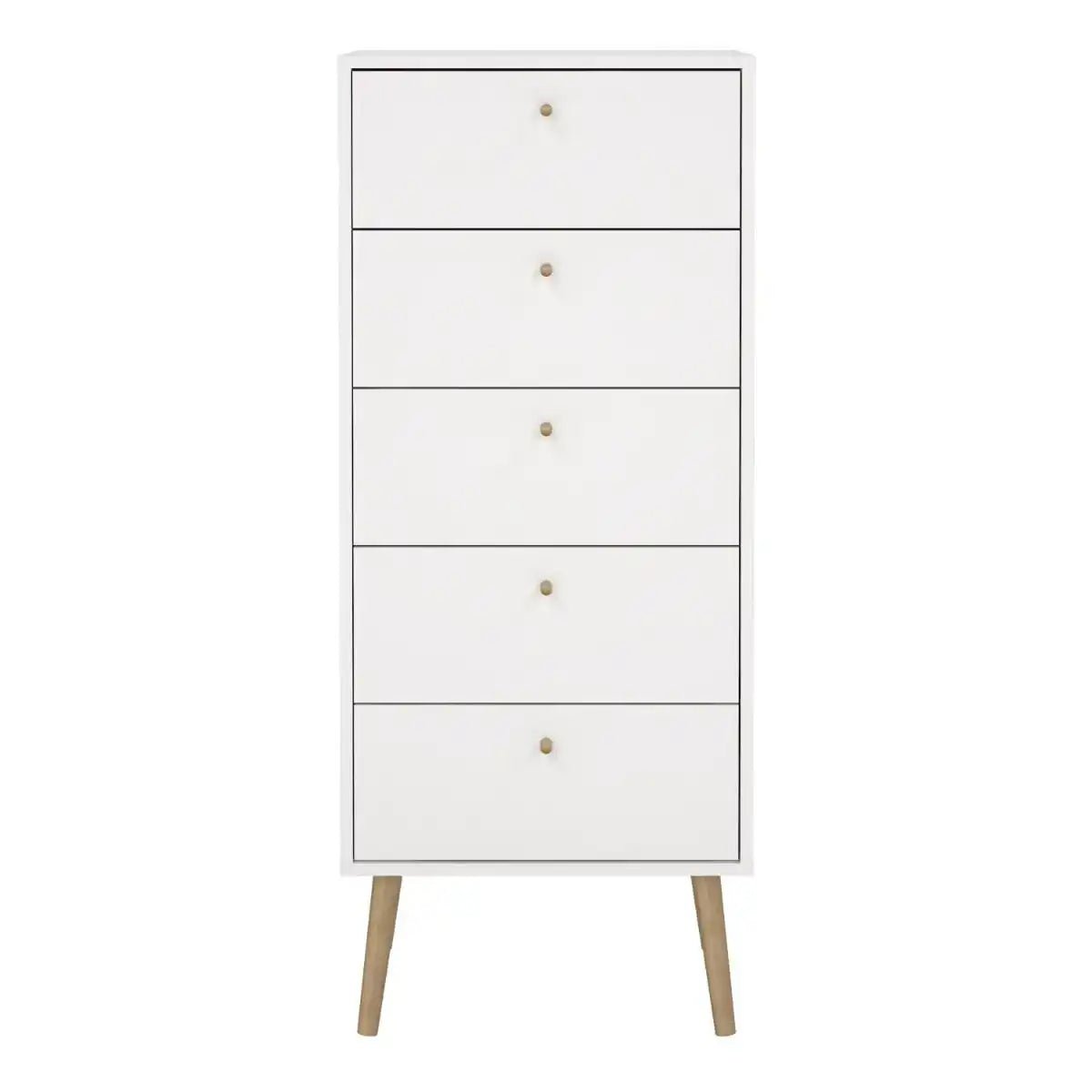Cumbria Tall Narrow Tallboy 5 Drawer White Chest of Drawers - Price Crash Furniture