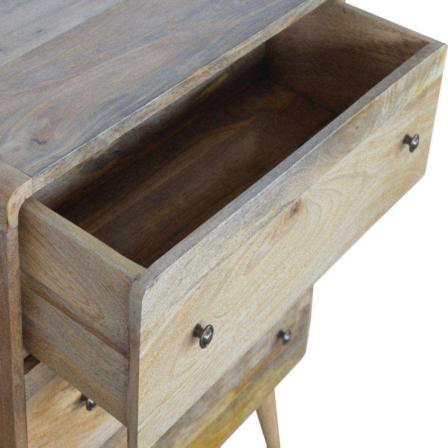 Curved 3 Drawer Chest in Oak - effect Mango Wood - Price Crash Furniture