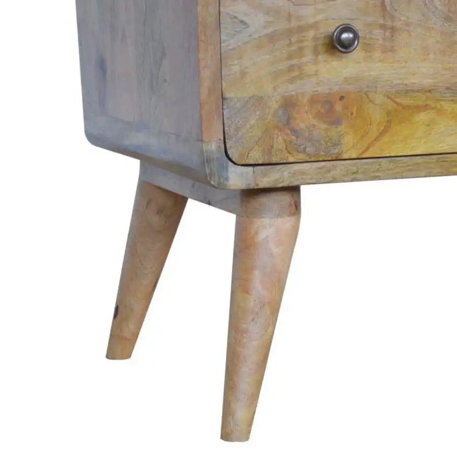 Curved 3 Drawer Chest in Oak - effect Mango Wood - Price Crash Furniture