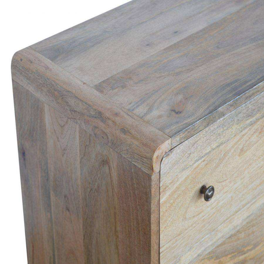 Curved 3 Drawer Chest in Oak - effect Mango Wood - Price Crash Furniture