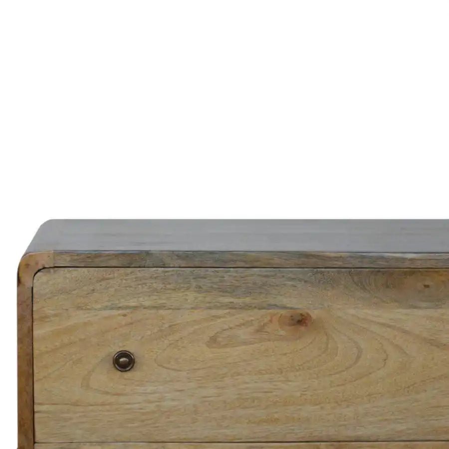 Curved 3 Drawer Chest in Oak - effect Mango Wood - Price Crash Furniture