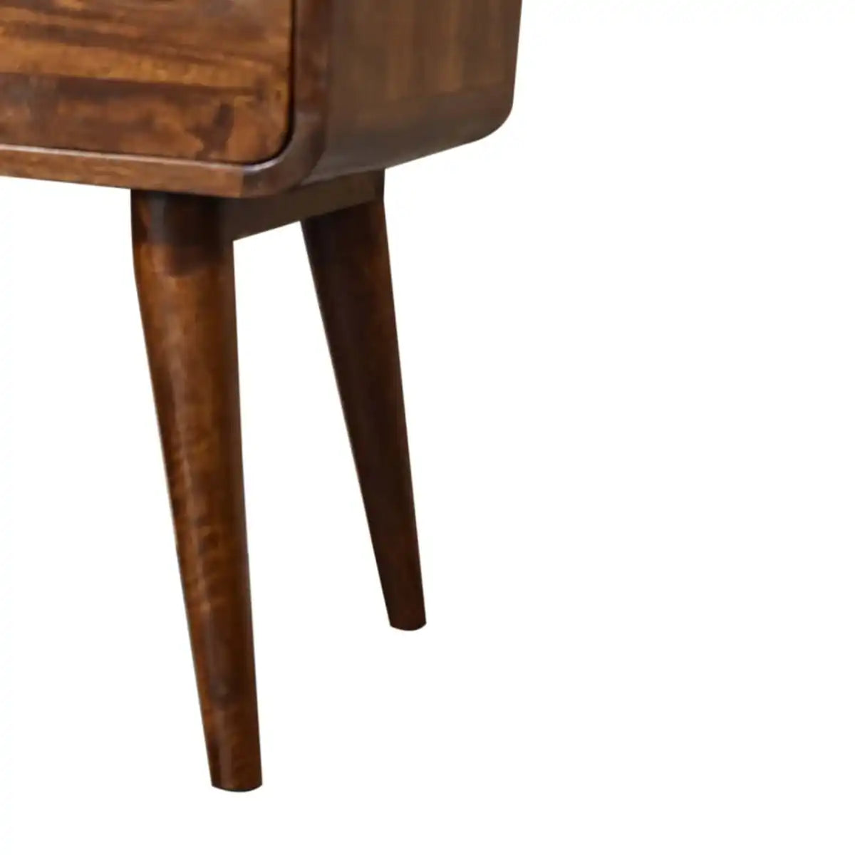 Curved Chestnut Bedside Table with Cable Access - Price Crash Furniture