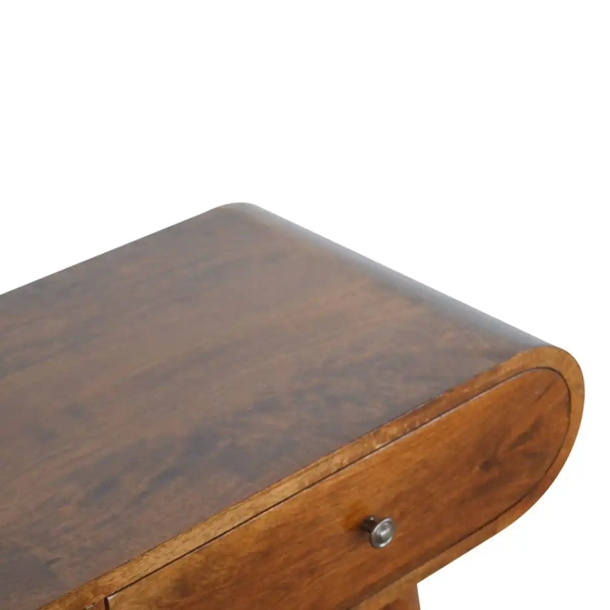 Curved Edge 2 Drawer Console Table in Chestnut - effect Solid Mango Wood - Price Crash Furniture