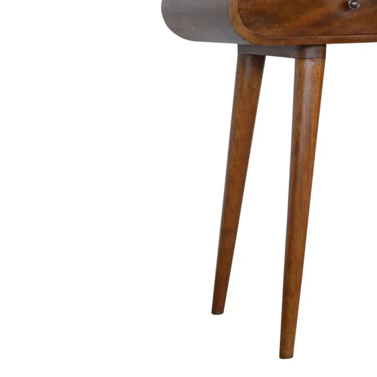 Curved Edge 2 Drawer Console Table in Chestnut - effect Solid Mango Wood - Price Crash Furniture