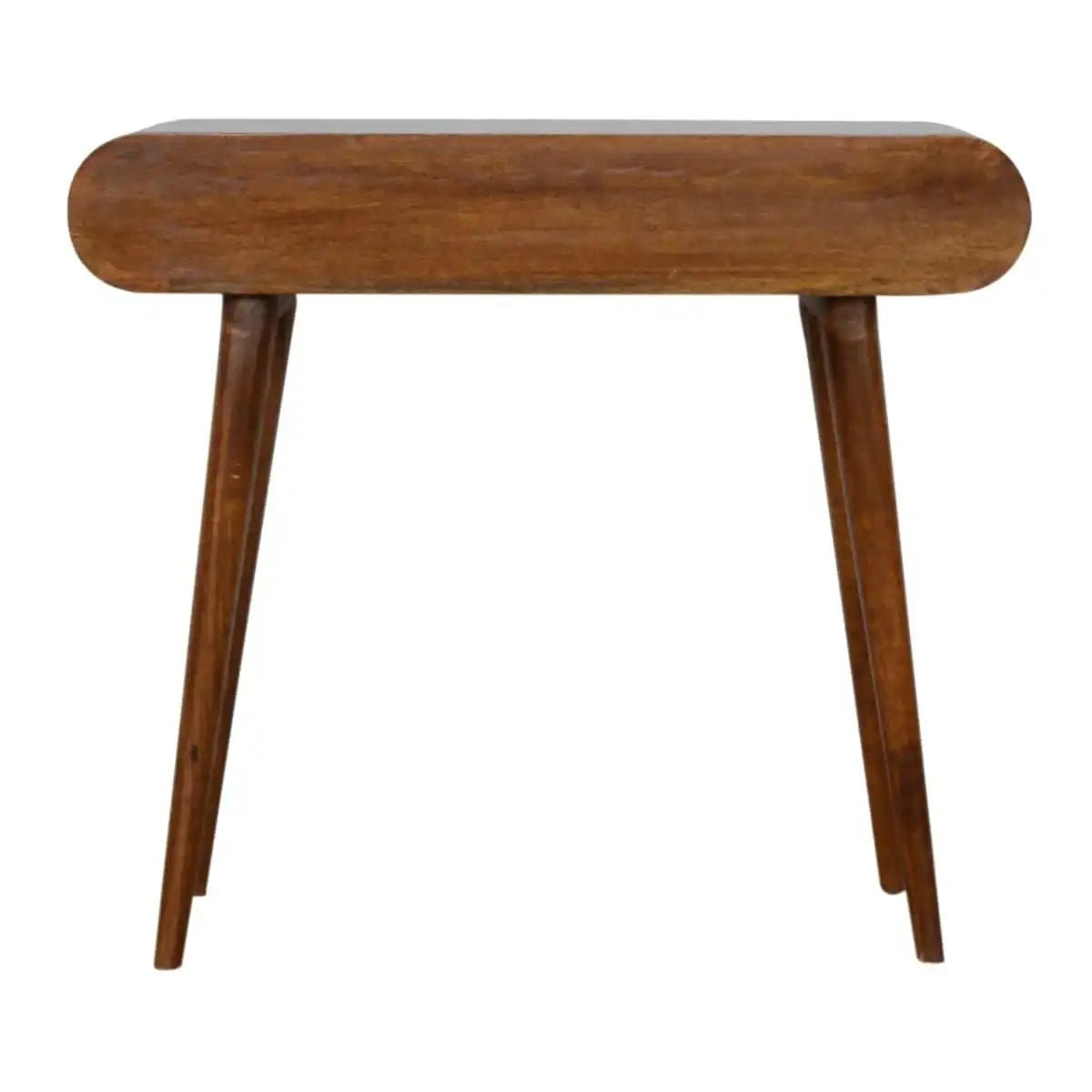 Curved Edge 2 Drawer Console Table in Chestnut - effect Solid Mango Wood - Price Crash Furniture