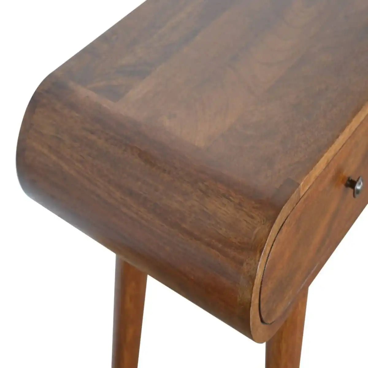 Curved Edge 2 Drawer Console Table in Chestnut - effect Solid Mango Wood - Price Crash Furniture