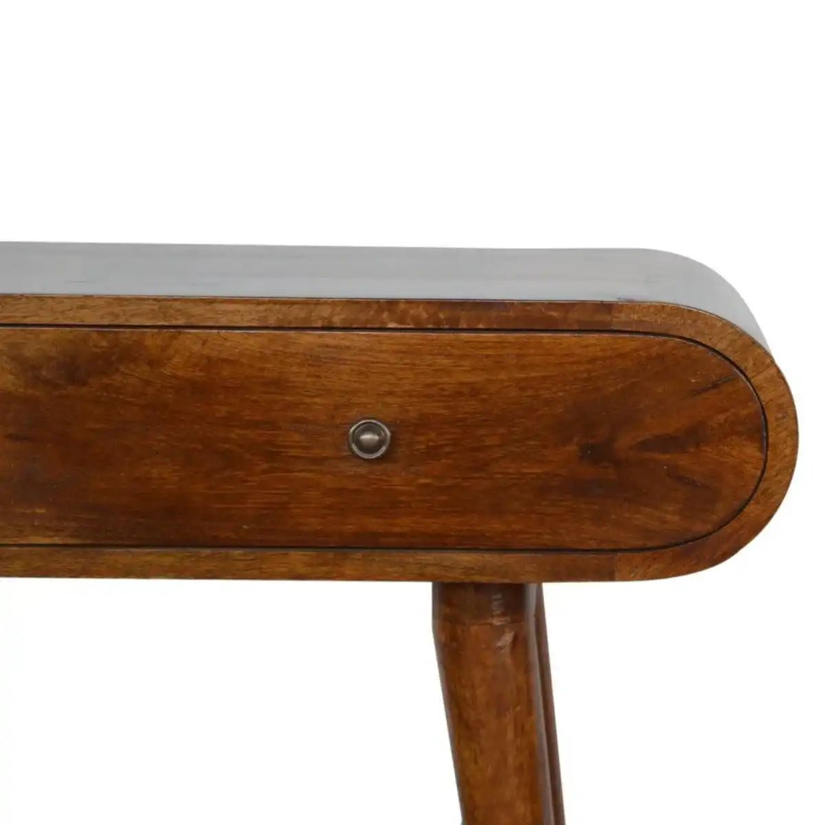 Curved Edge 2 Drawer Console Table in Chestnut - effect Solid Mango Wood - Price Crash Furniture