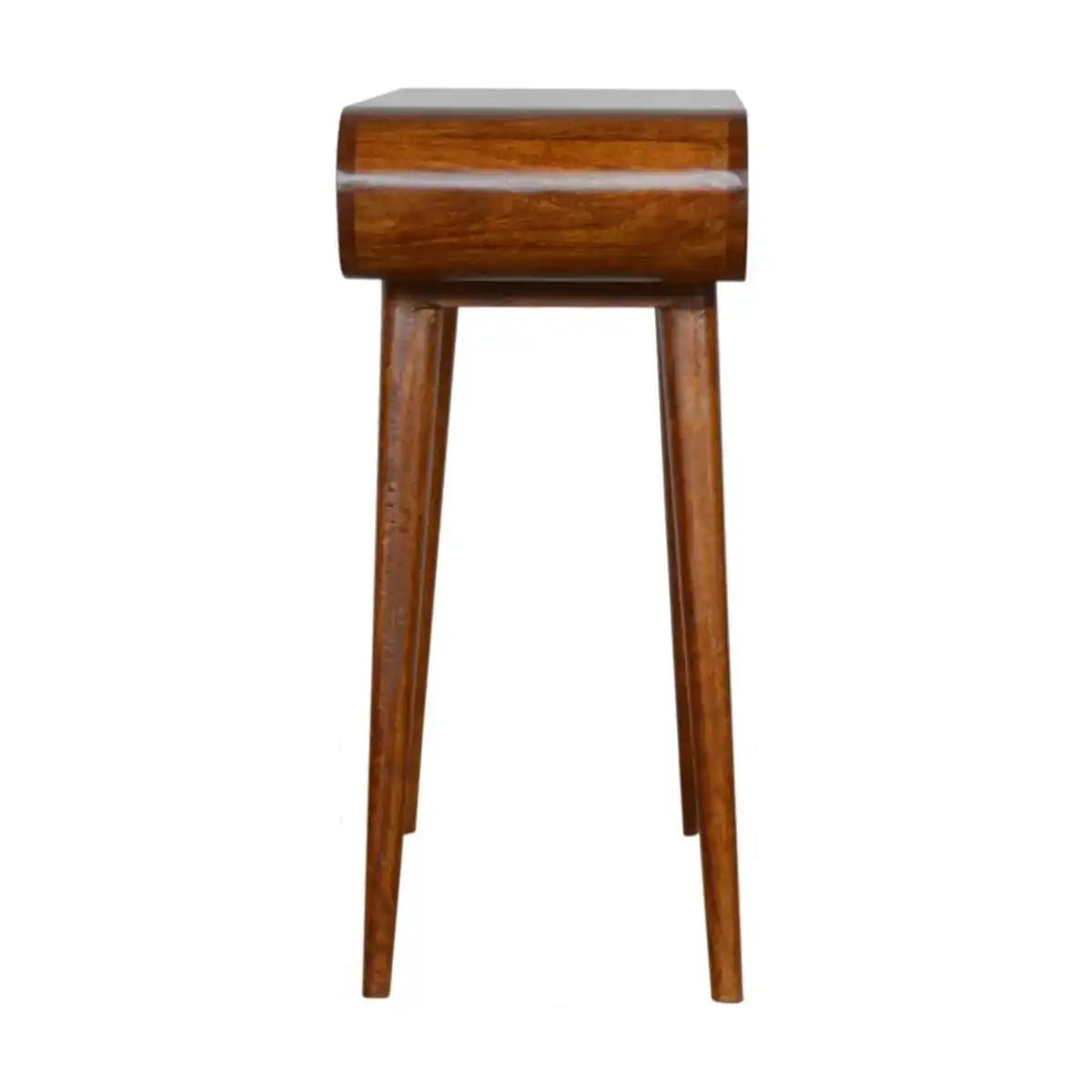 Curved Edge 2 Drawer Console Table in Chestnut - effect Solid Mango Wood - Price Crash Furniture