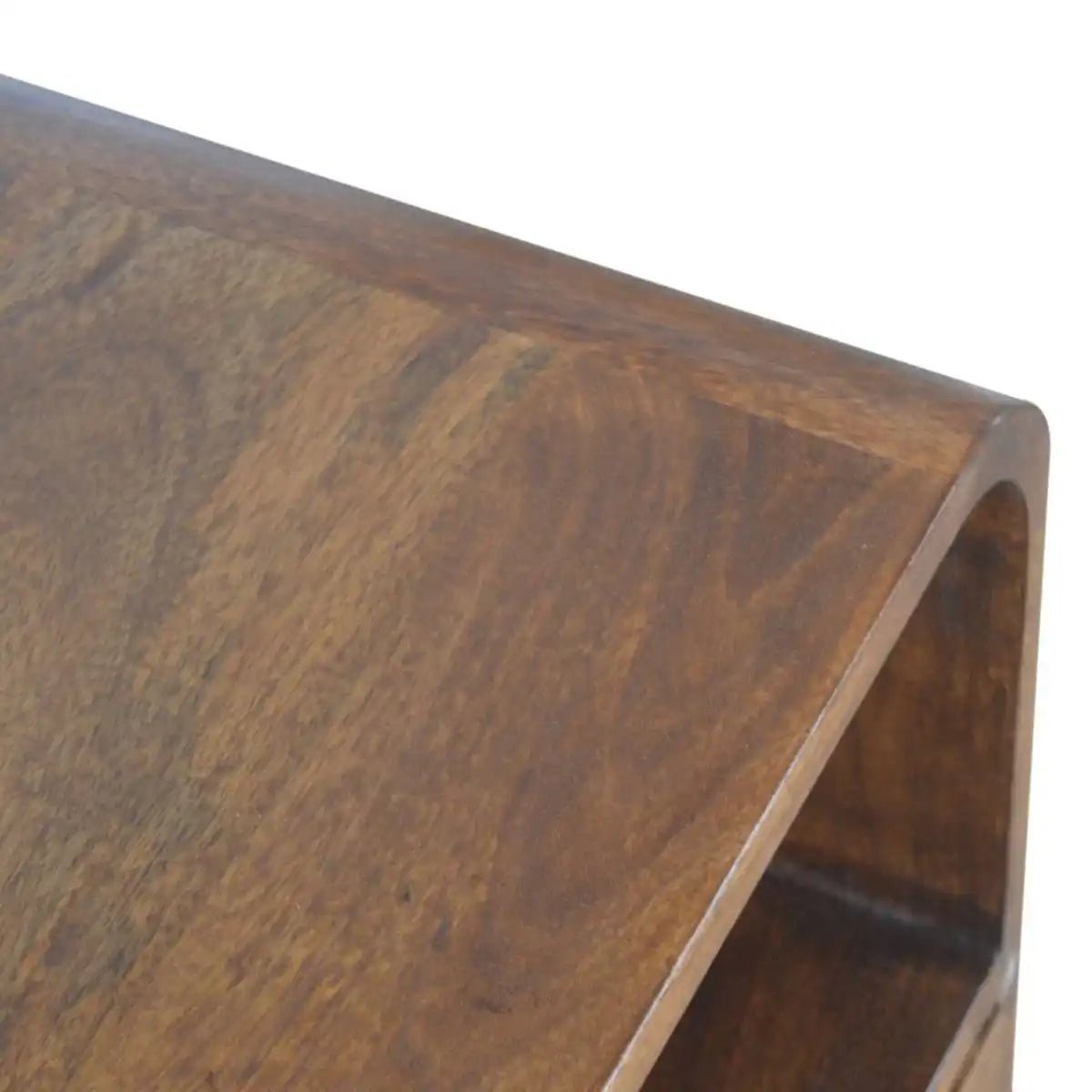 Curved Edge Bedside Table with 1 Drawer in chestnut - effect Solid Mango Wood - Price Crash Furniture