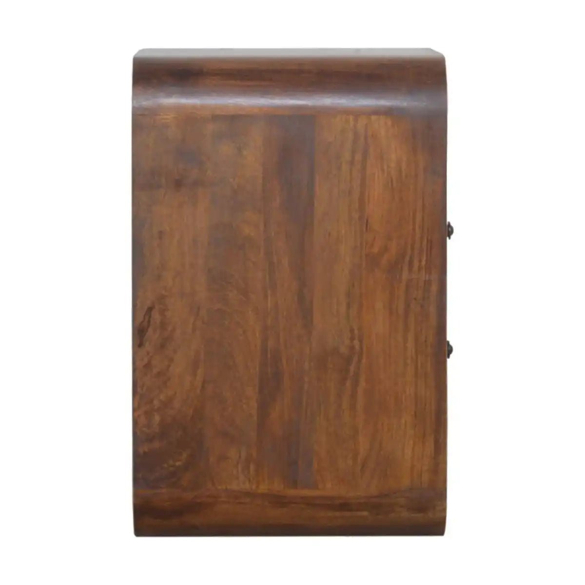 Curved Edge Bedside Table with 2 Drawers in chestnut - effect Solid Mango Wood - Price Crash Furniture