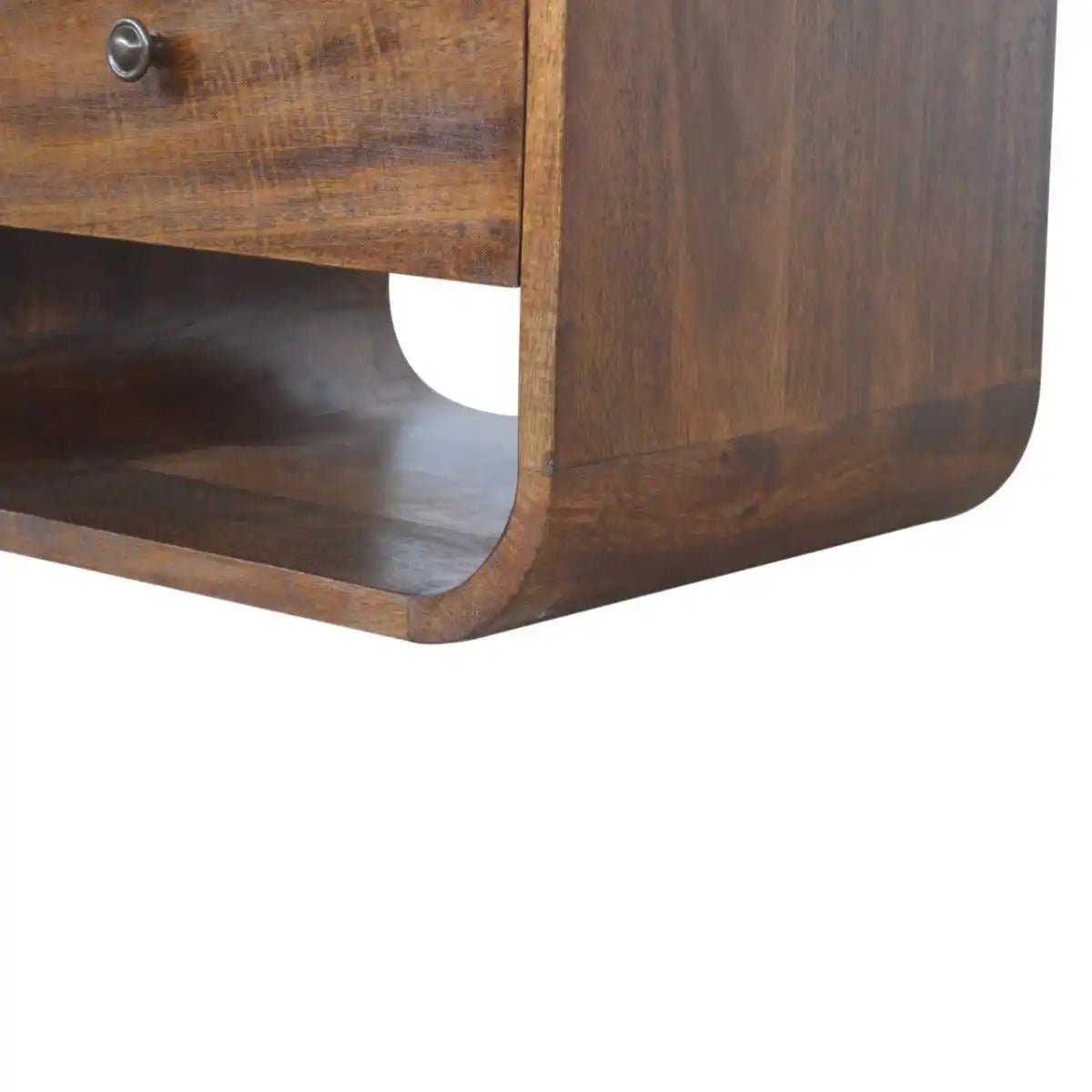 Curved Edge Bedside Table with 2 Drawers in chestnut - effect Solid Mango Wood - Price Crash Furniture