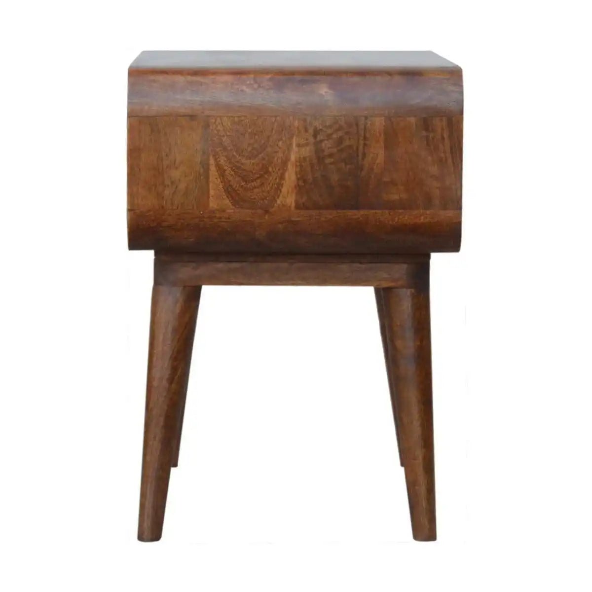 Curved Edge Open Bedside Table in chestnut - effect Solid Mango Wood - Price Crash Furniture