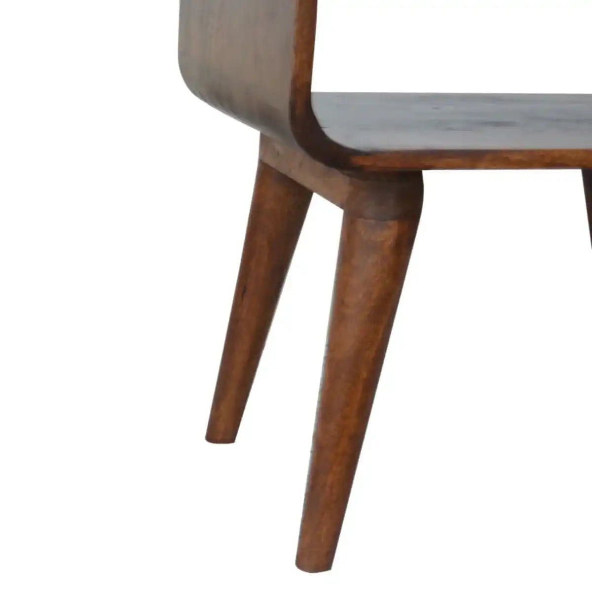 Curved Edge Open Bedside Table in chestnut - effect Solid Mango Wood - Price Crash Furniture