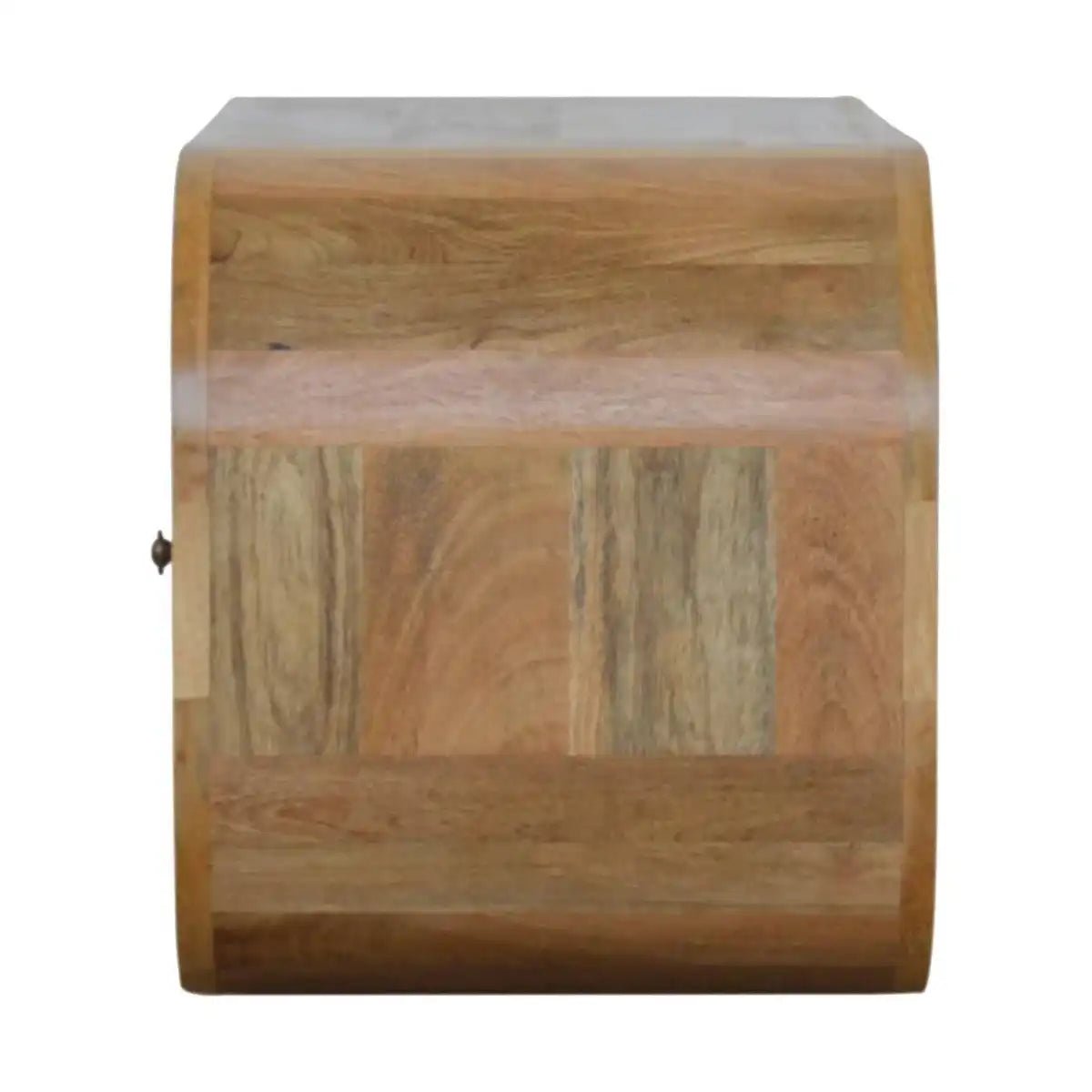 Curved Edge TV Unit in oak - effect Solid Mango Wood with 2 Drawers - Price Crash Furniture