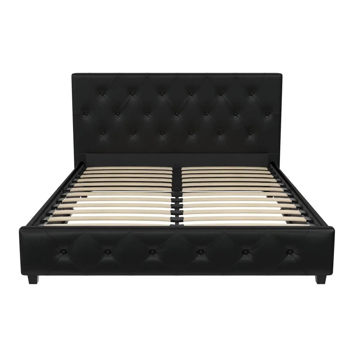 Dakota Upholstered Bed Black PU Double UK - Price Crash Furniture
