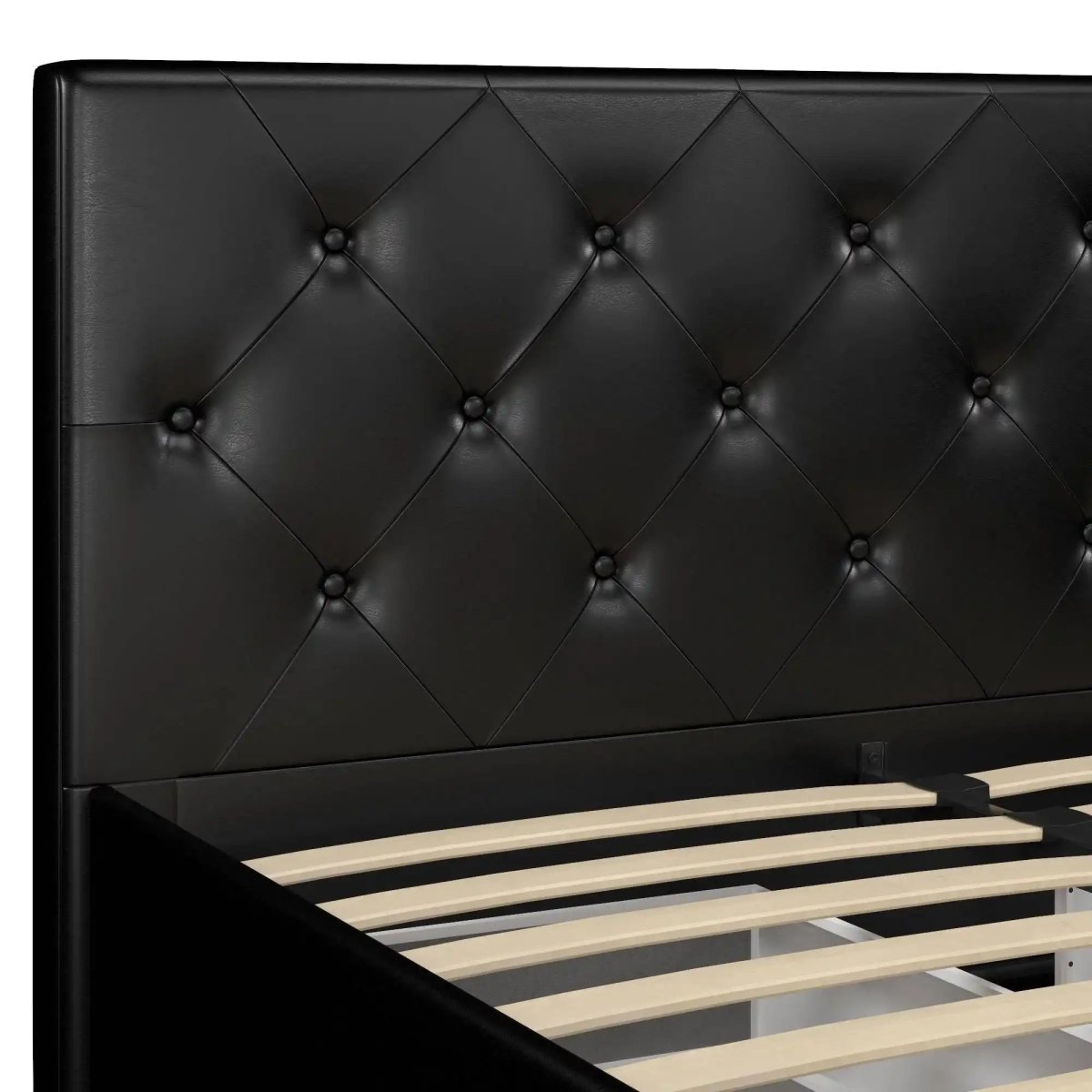 Dakota Upholstered Bed Black PU UK Double Bed with Storage - Price Crash Furniture