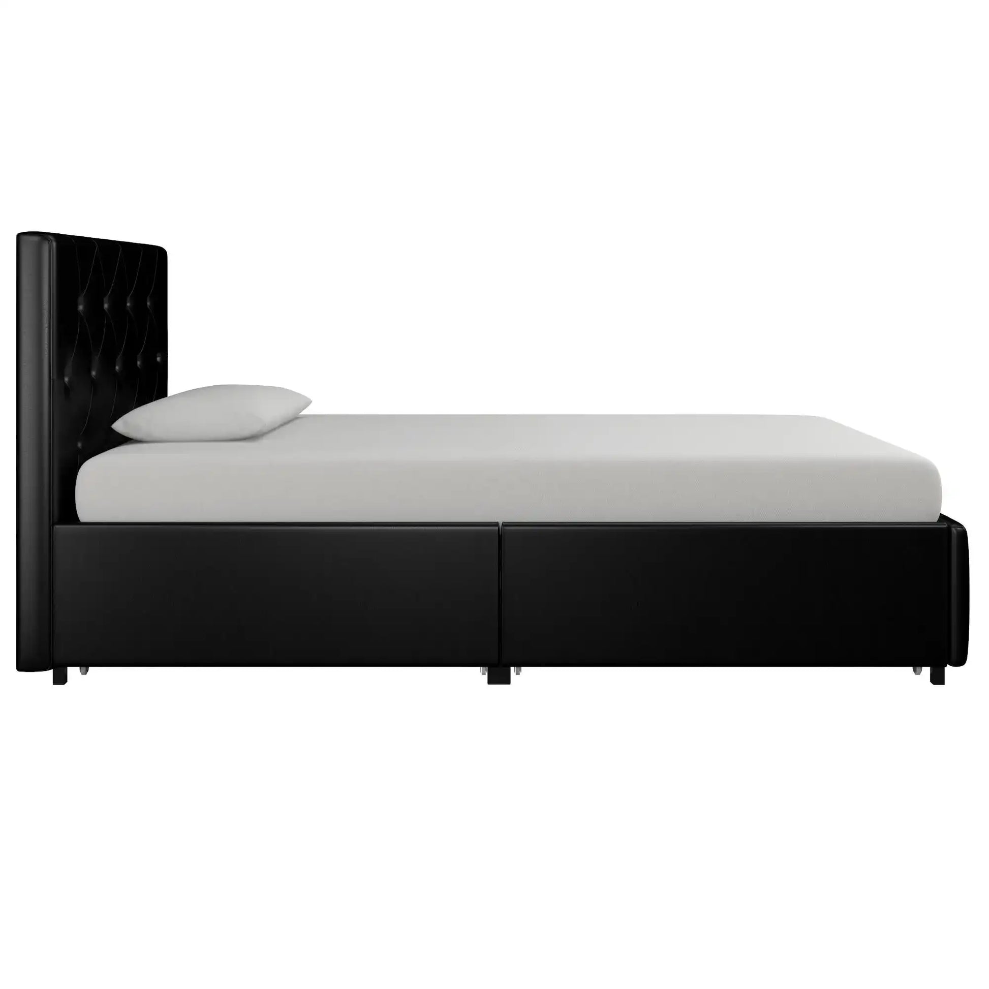 Dakota Upholstered Bed Black PU UK Single Bed with Storage - Price Crash Furniture