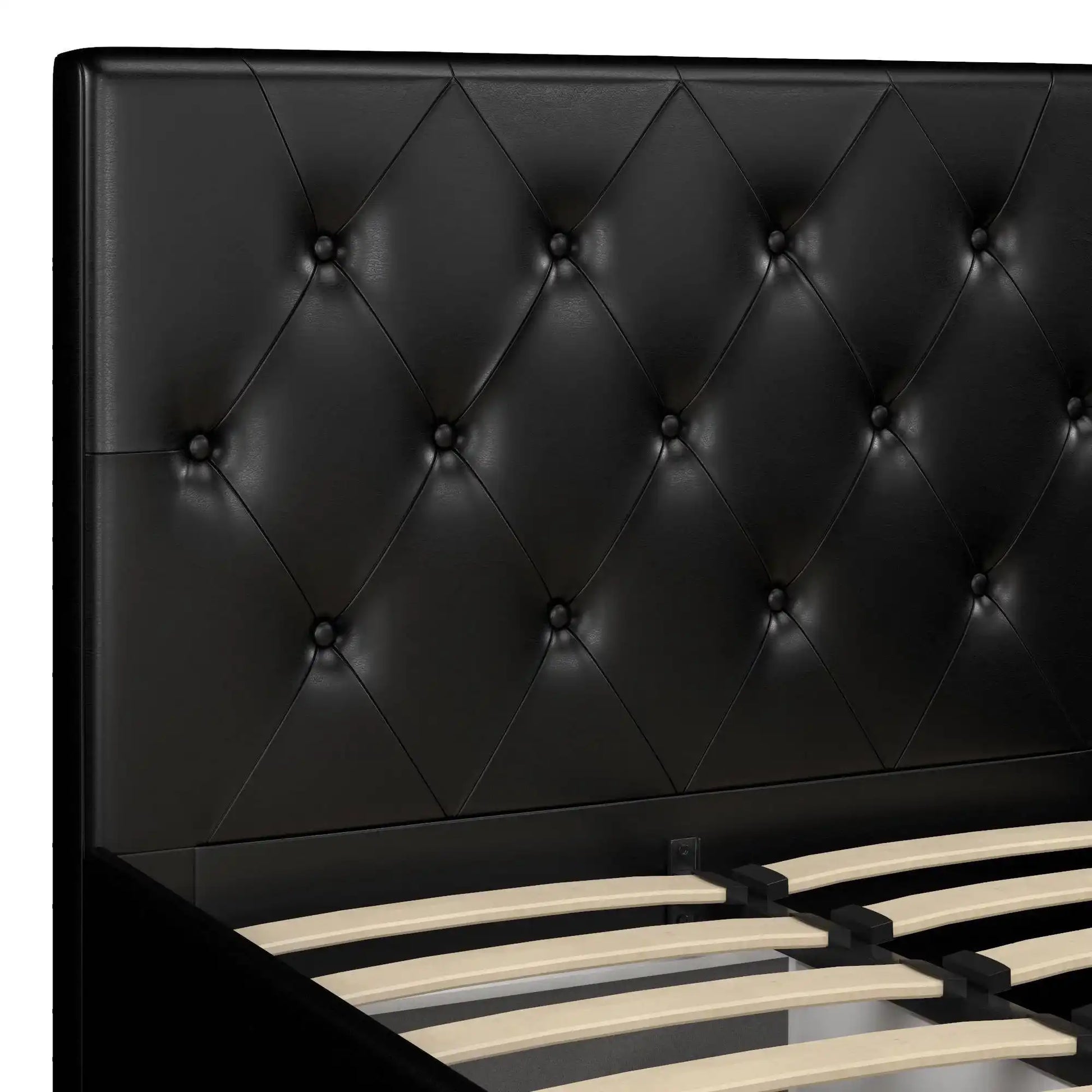 Dakota Upholstered Bed Black PU UK Single Bed with Storage - Price Crash Furniture