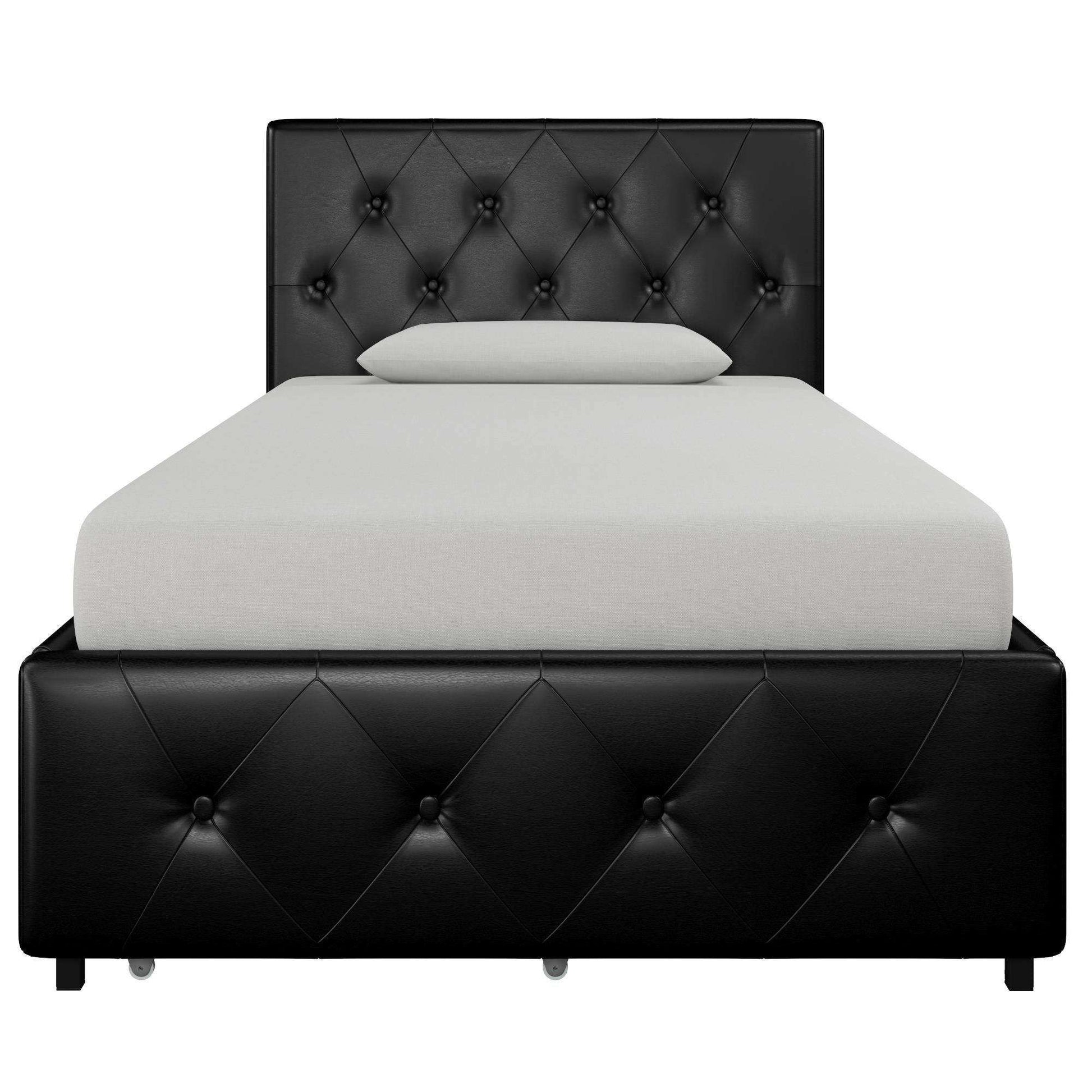 Dakota Upholstered Bed Black PU UK Single Bed with Storage - Price Crash Furniture