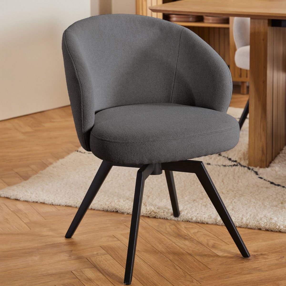 Darlene Dining Chair With Armrest And Swivel Function In Grey - Price Crash Furniture