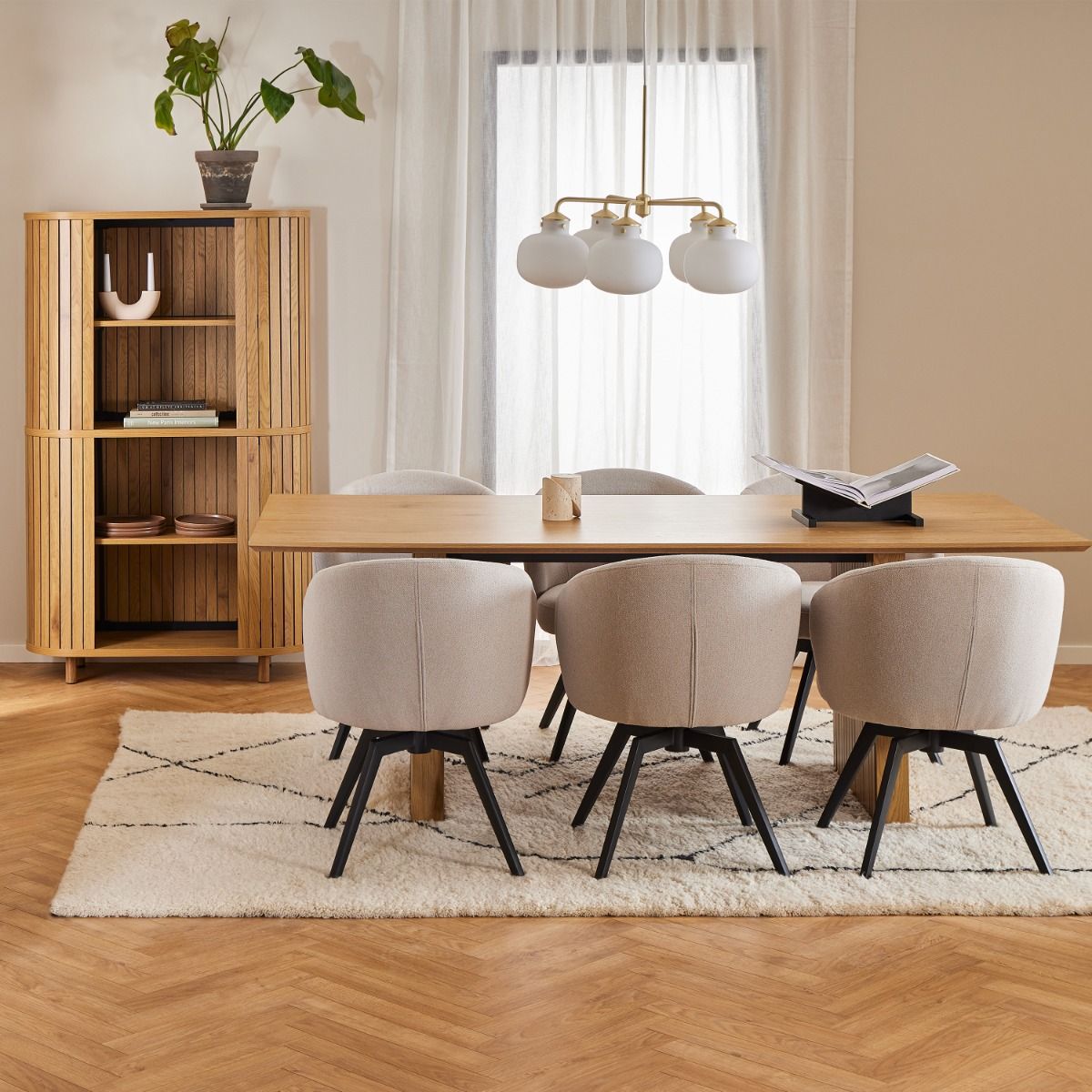 Darlene Dining Chair With Armrest And Swivel in Beige - Price Crash Furniture