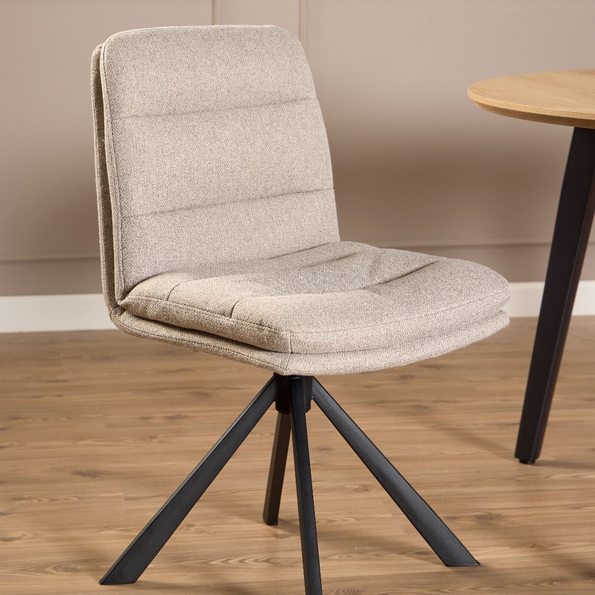 Dean Beige Swivel Dining Chair Set Of 2 - Price Crash Furniture