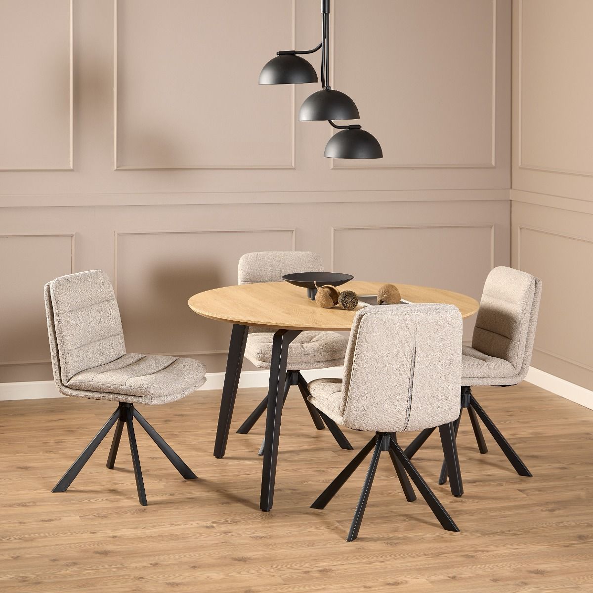 Dean Beige Swivel Dining Chair Set Of 2 - Price Crash Furniture