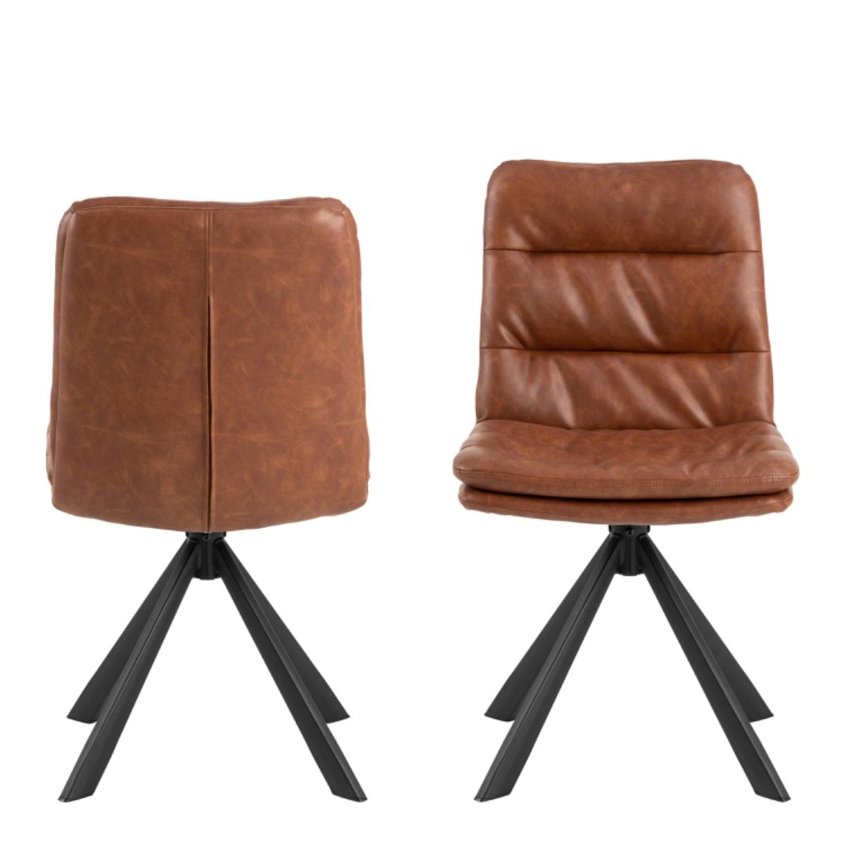Dean Brandy PU Swivel Dining Chair Set Of 2 - Price Crash Furniture