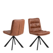 Dean Brandy PU Swivel Dining Chair Set Of 2 - Price Crash Furniture