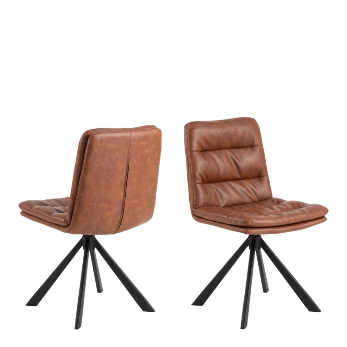 Dean Brandy PU Swivel Dining Chair Set Of 2 - Price Crash Furniture