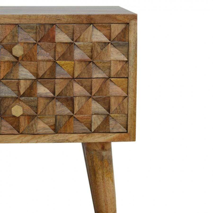 Diamond Carved Bedside With 2 Drawers - Price Crash Furniture