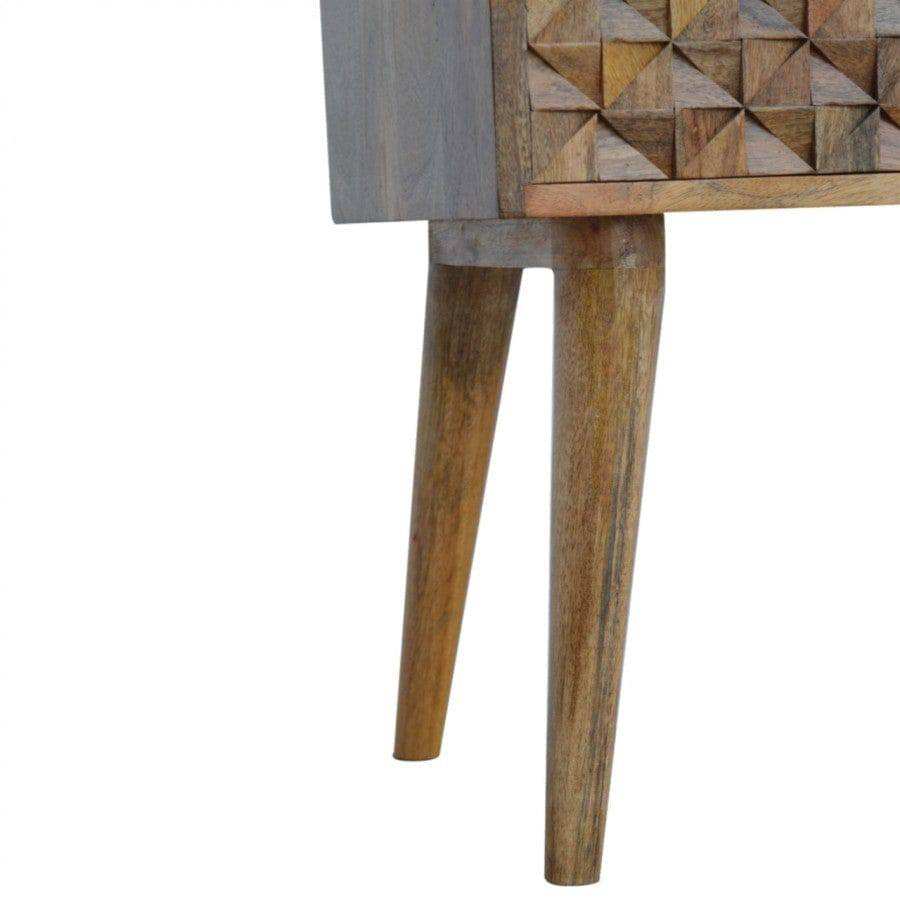 Diamond Carved Bedside With 2 Drawers - Price Crash Furniture