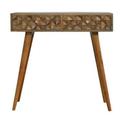 Diamond Carved Console Table With 2 Drawers - Price Crash Furniture
