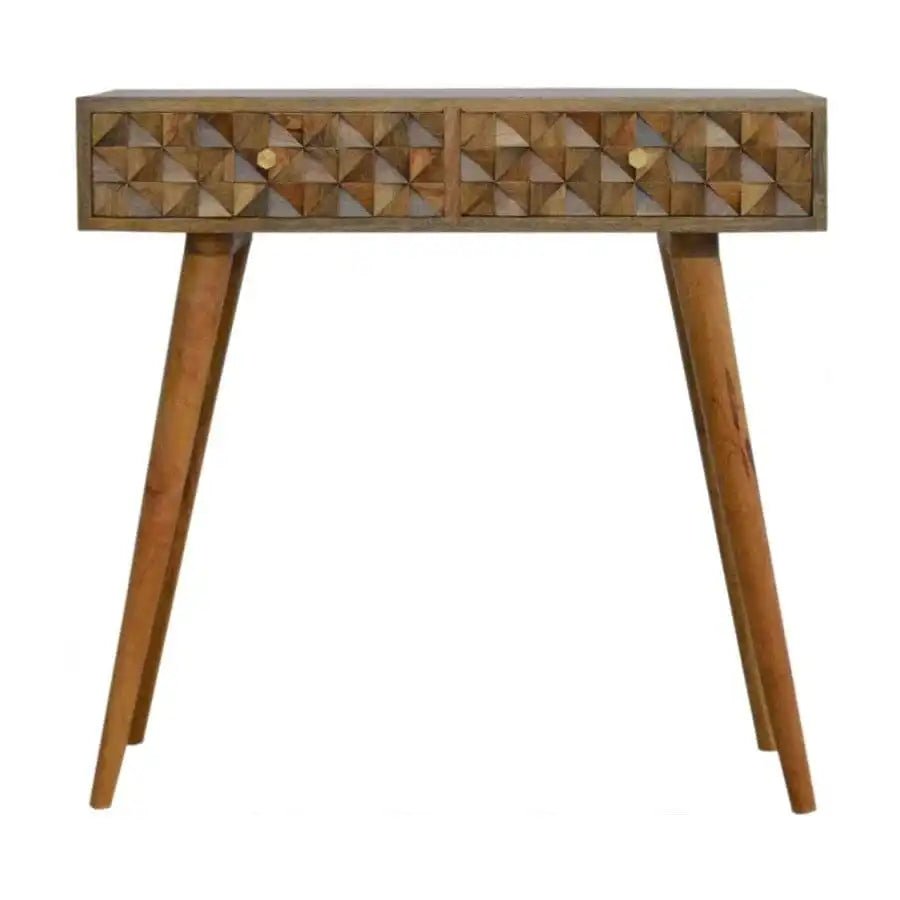 Diamond Carved Console Table With 2 Drawers - Price Crash Furniture