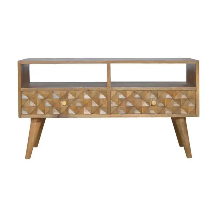 Diamond Carved Media Unit With 2 Drawers - Price Crash Furniture