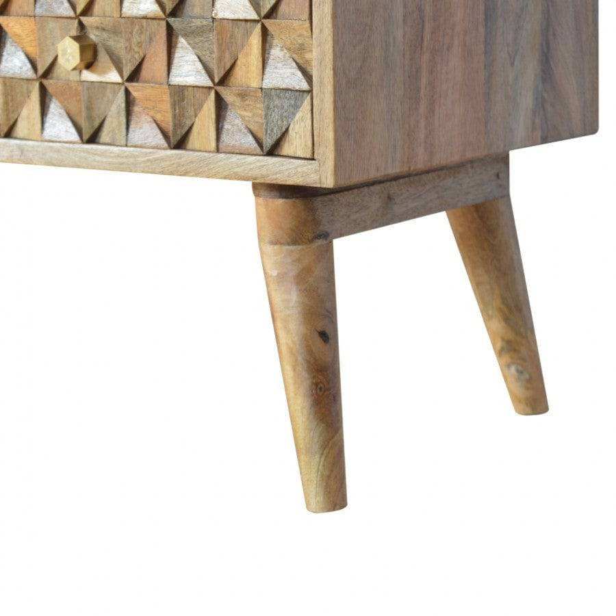 Diamond Carved Media Unit With 2 Open Slot - Price Crash Furniture