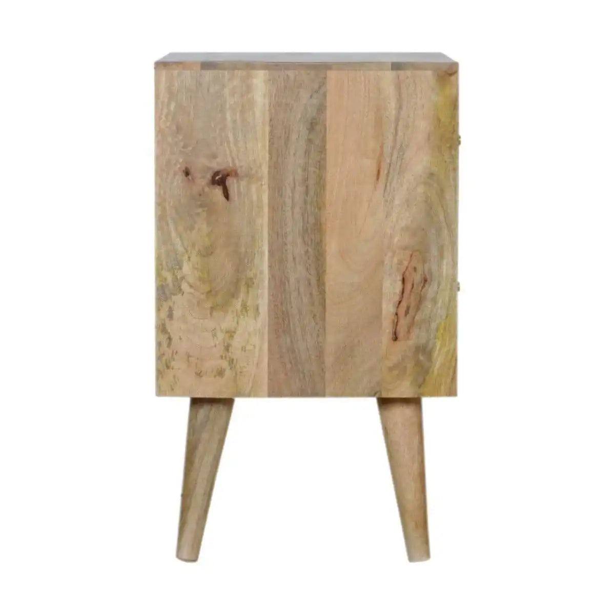 Diamond Carved White 1 Door Bedside Table in Solid Mango Wood - Price Crash Furniture