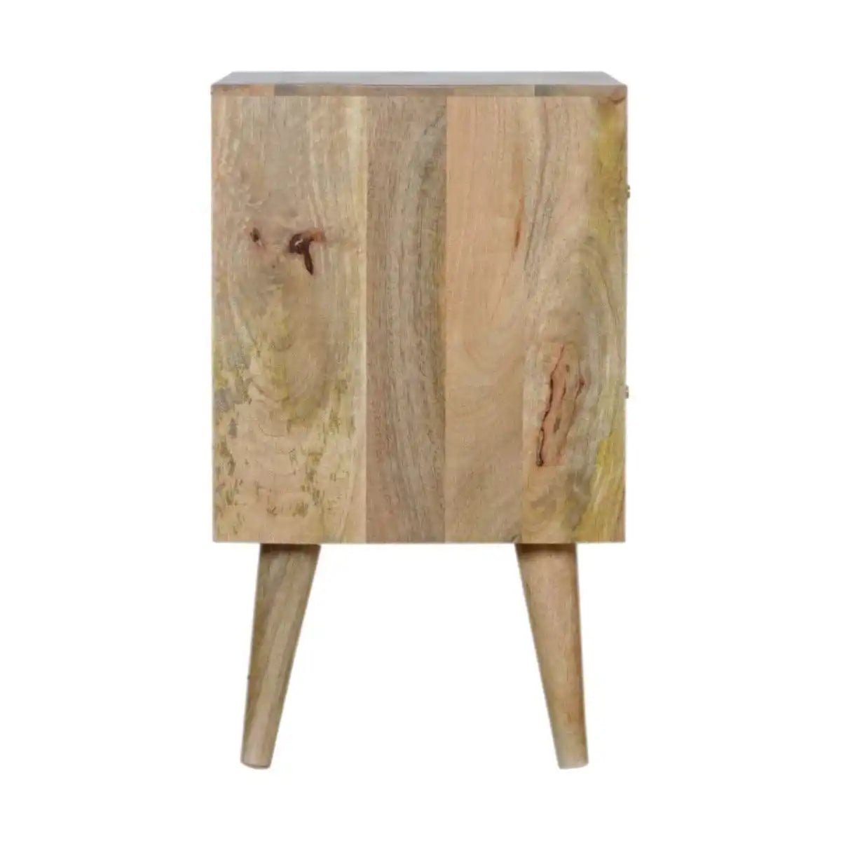 Diamond Carved White 1 Door Bedside Table in Solid Mango Wood - Price Crash Furniture