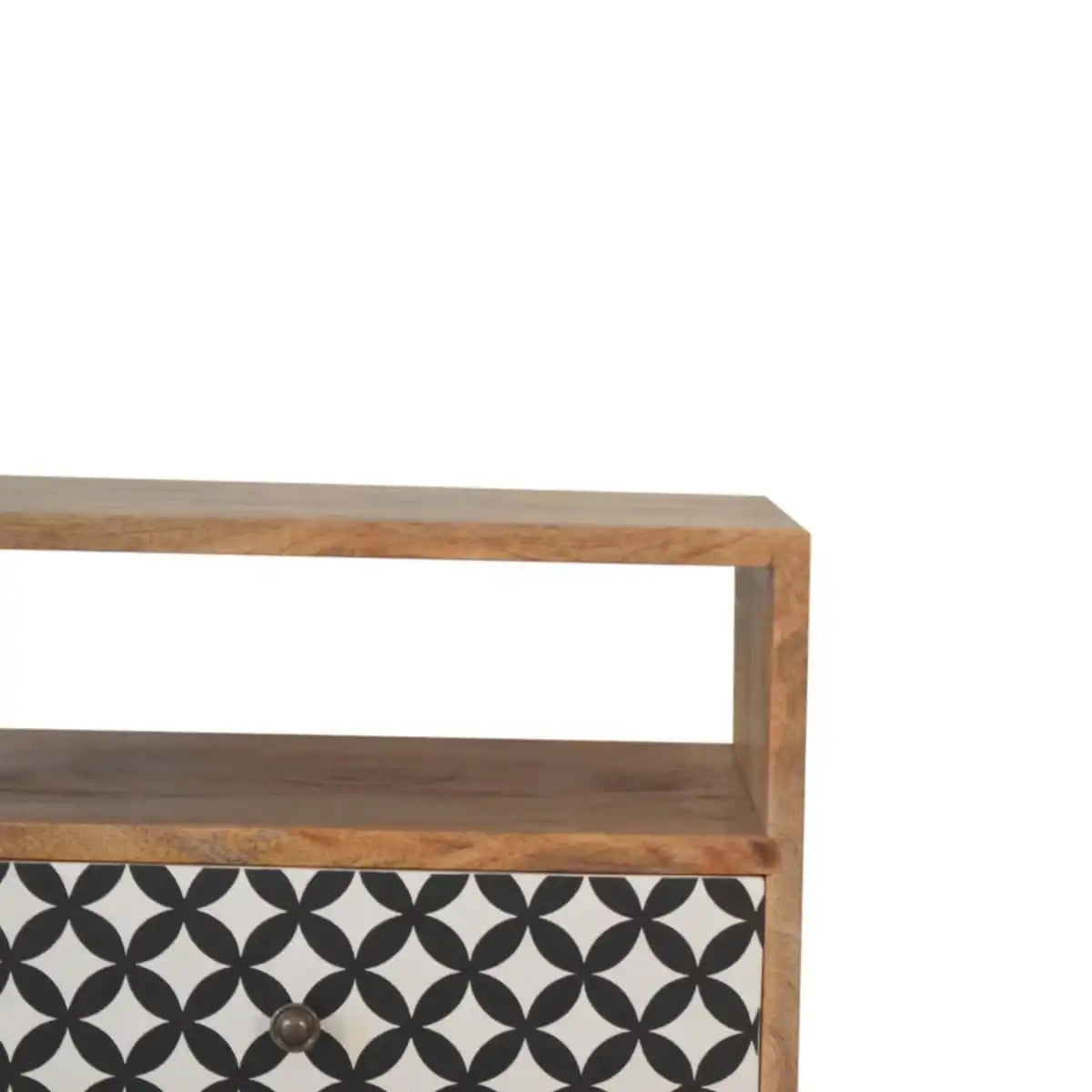 Diamond Screen Printed Bedside Table with Open Slot - Price Crash Furniture