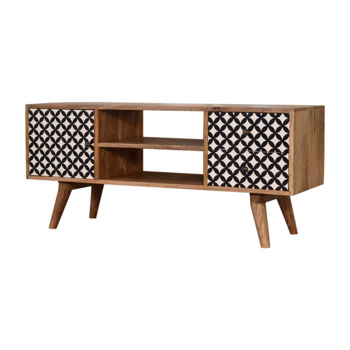 Diamond Screen Printed Entertainment Unit TV Stand - Price Crash Furniture