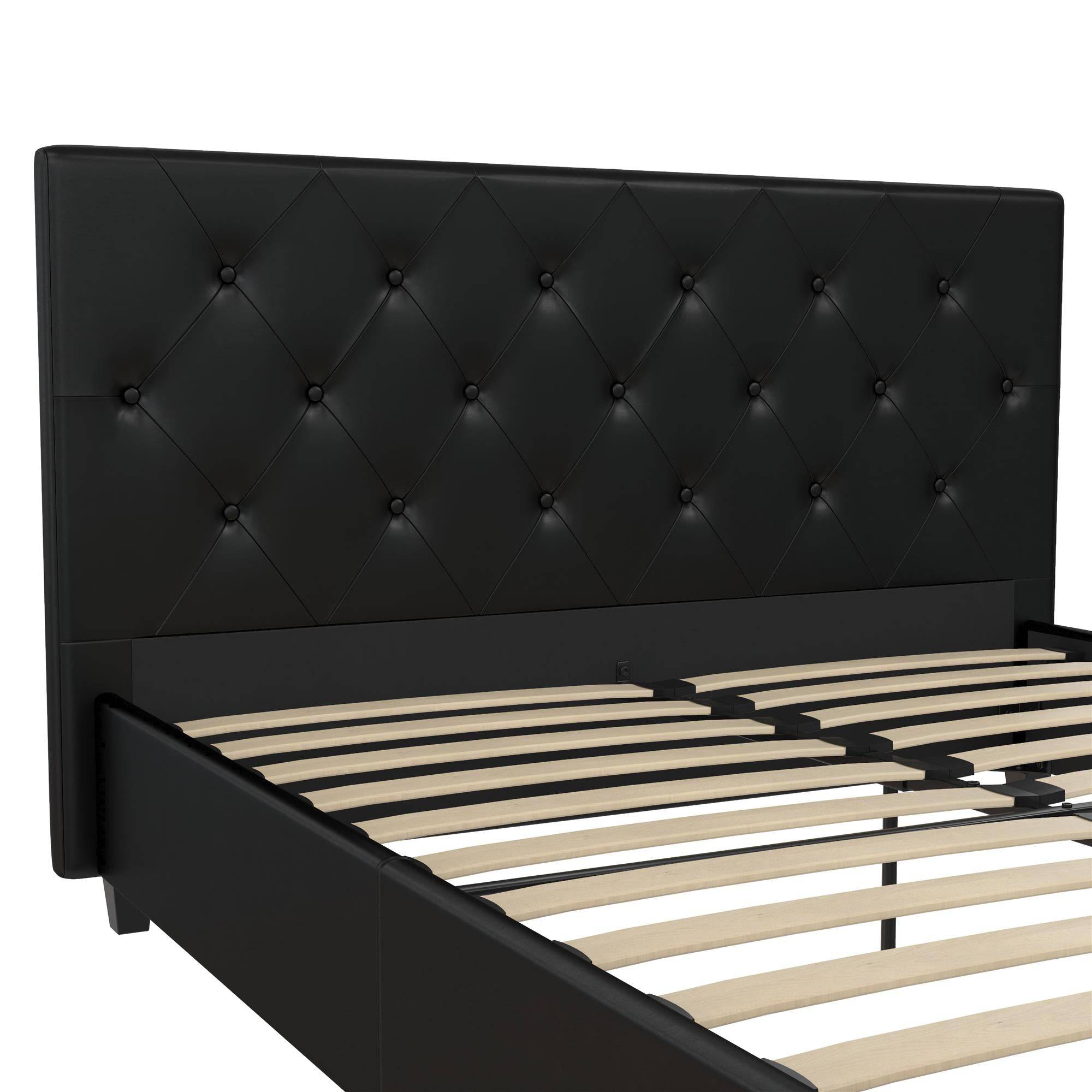 Dakota Upholstered Bed Black PU Double UK - Price Crash Furniture