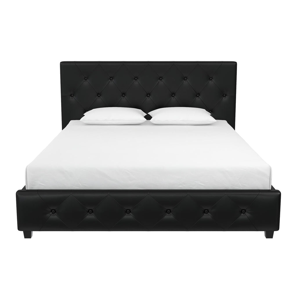 Dakota Upholstered Bed Black PU Double UK - Price Crash Furniture