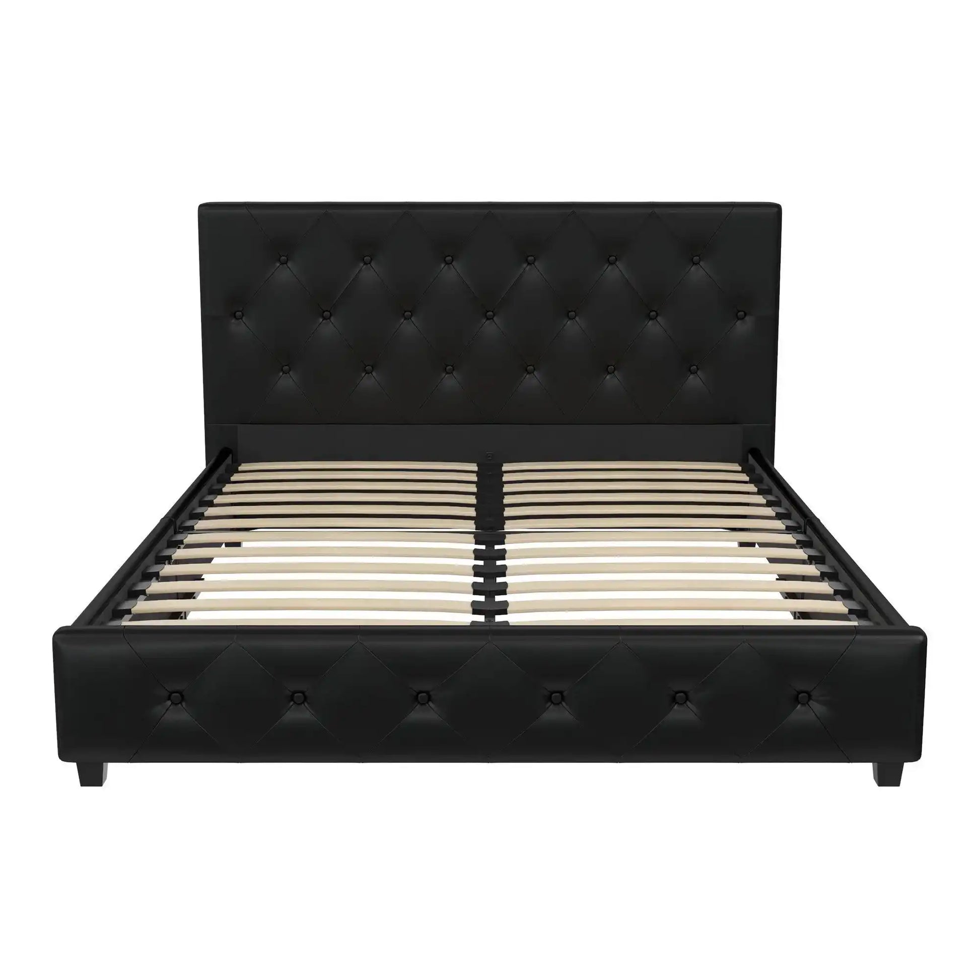 Dakota Upholstered Bed Black PU Double UK - Price Crash Furniture