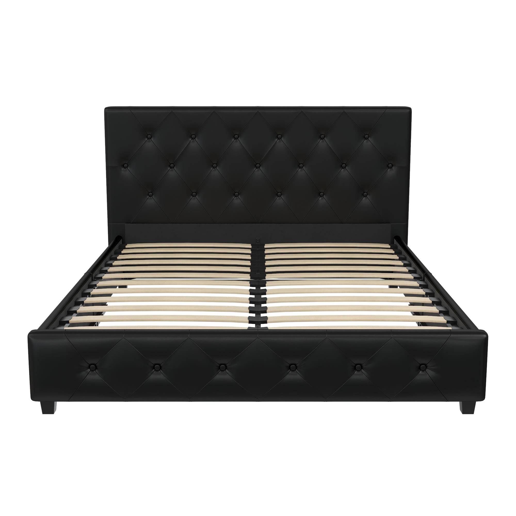 Dakota Upholstered Bed Black PU Double UK - Price Crash Furniture