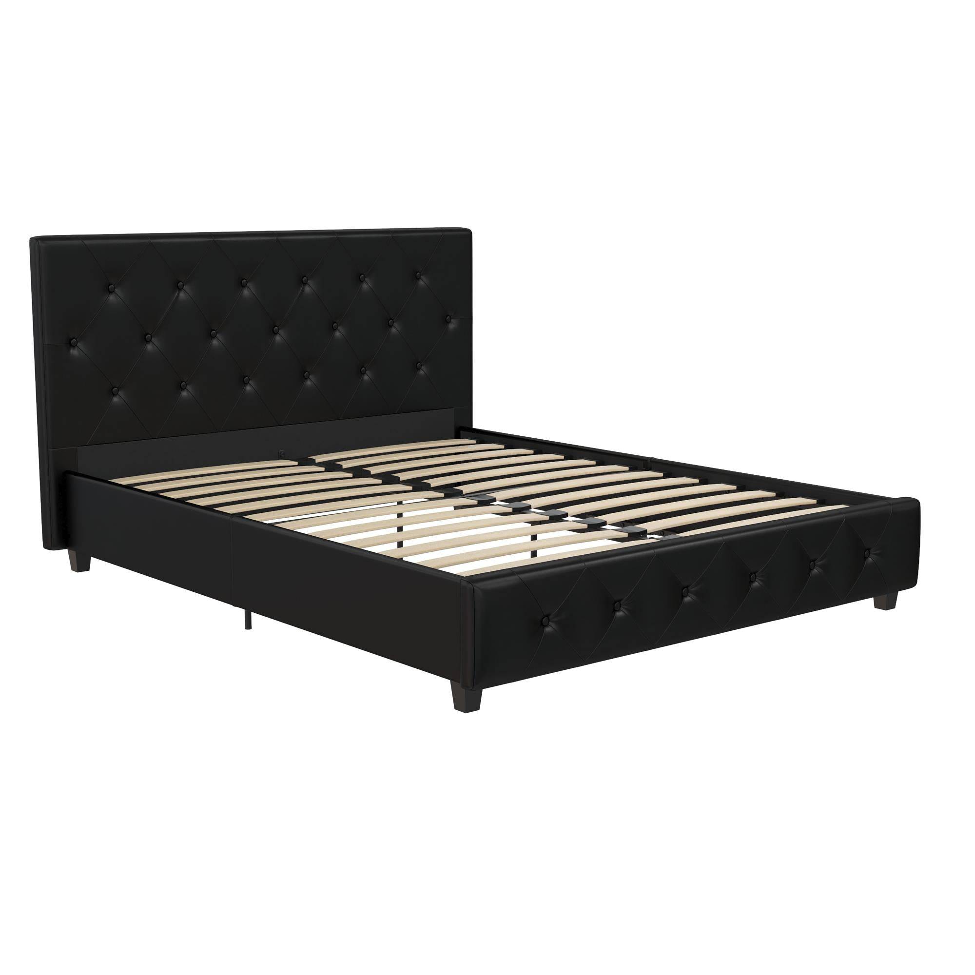 Dakota Upholstered Bed Black PU Double UK - Price Crash Furniture