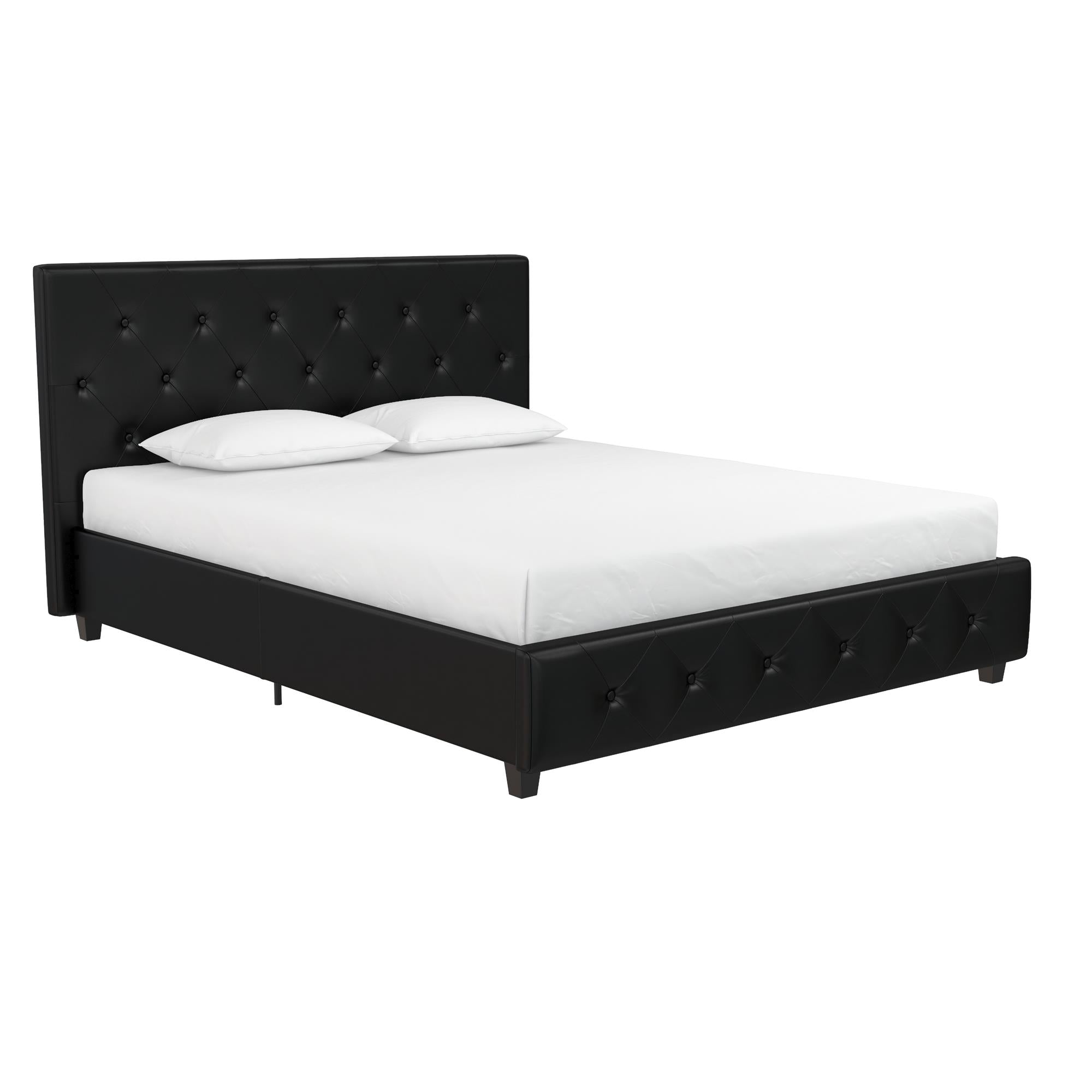 Dakota Upholstered Bed Black PU King UK - Price Crash Furniture