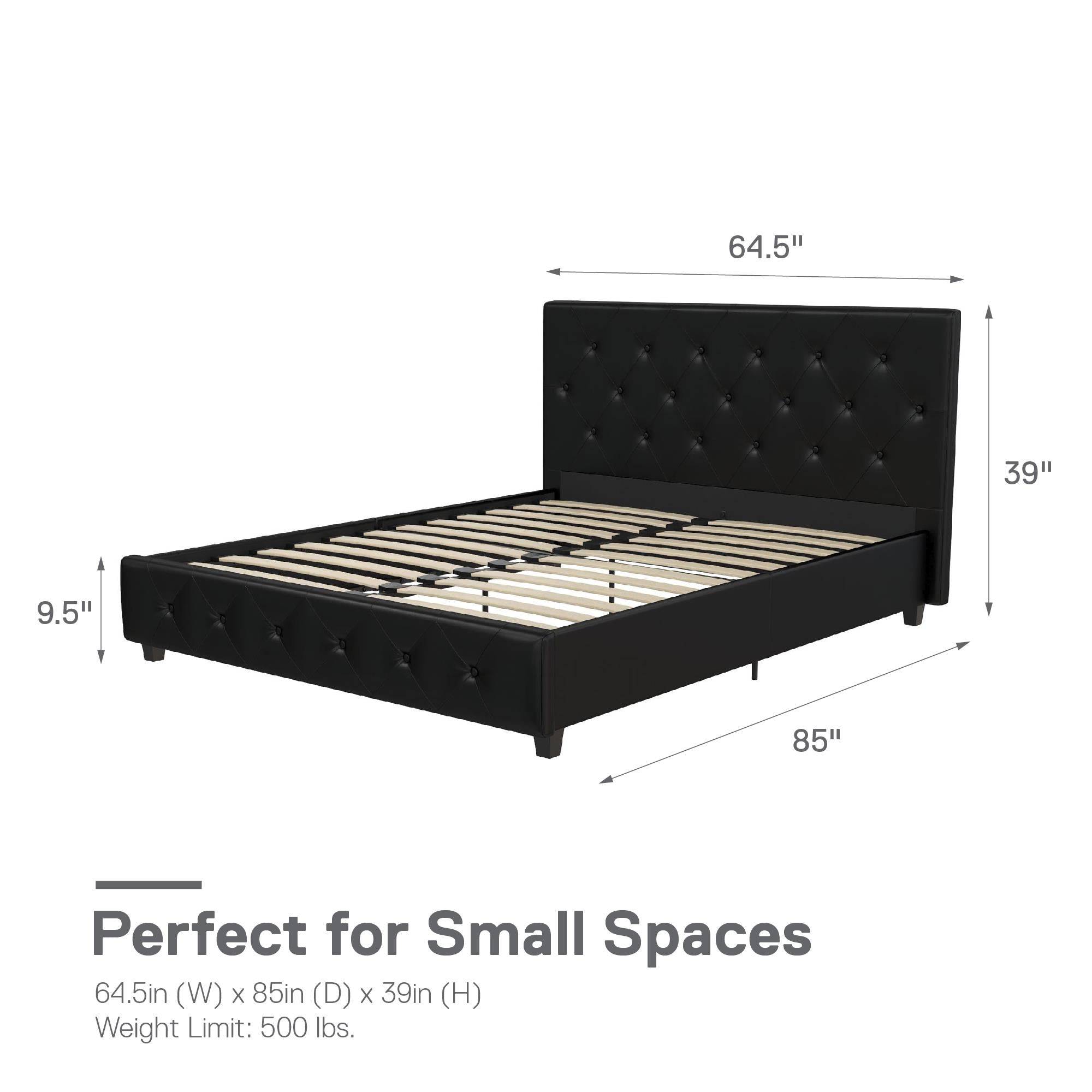 Dakota Upholstered Bed Black PU King UK - Price Crash Furniture